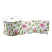 Roze rozen op wit lint (Spoel)