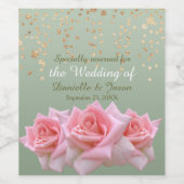 Roze rozen op zachte grond wijn etiket (Enkel label)