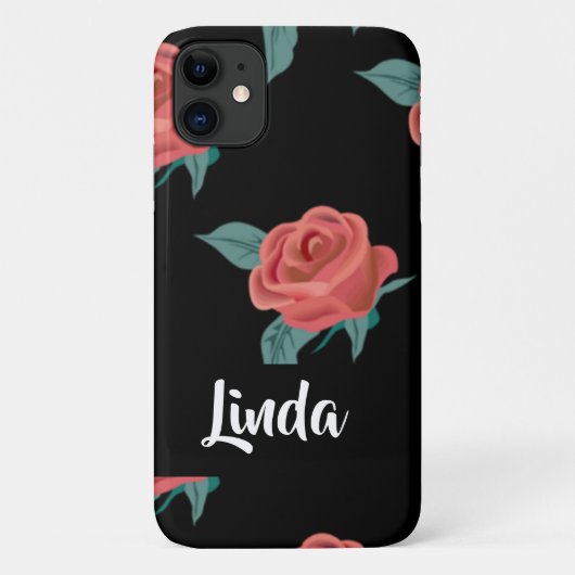 Roze rozen op zwart Case-Mate iPhone case (Achterkant)