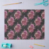 Roze rozen op zwarte lospagina tissuepapier (Craft)