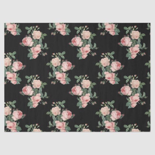  roze rozen op zwarte lospagina tissuepapier (Voorkant)