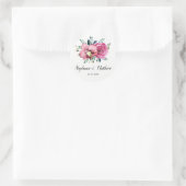 Roze Rozen Orchideeën Bloemen Waterverf Bruiloft Ronde Sticker (Tas)