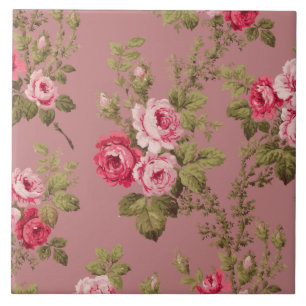 roze rozen-Oude Achtergrond van het Roos Tegeltje