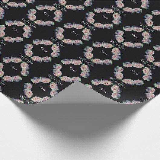 Roze Rozen Paar Abstract gepersonaliseerd Cadeaupapier (Hoek)