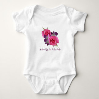 Roze rozen paarse orchideeën baby girl one-piece romper