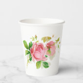  roze rozen papieren bekers (Achterkant)