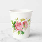  roze rozen papieren bekers (Voorkant)