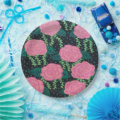 Roze Rozen Papieren Bordje (Feest)