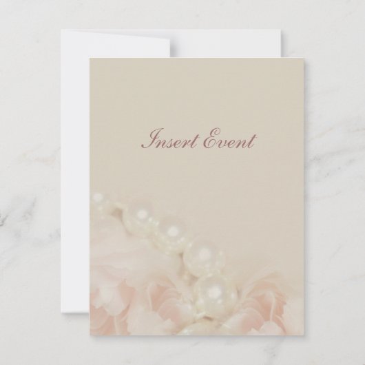 Roze rozen parelpitten elegant bruiloft verloving kaart (Achterkant)