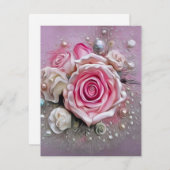 Roze Rozen & Parels Informatiekaartje (Voorkant / Achterkant)