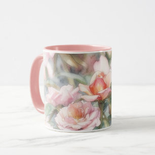 Roze Rozen Pastel Aquarel Kunstmokkop Mok