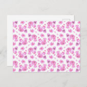 Roze Rozen Patroon Briefkaart (Voorkant / Achterkant)