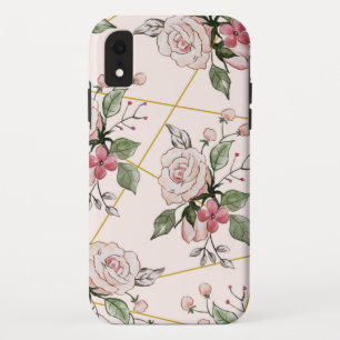 Roze  rozen patroon iPhone XR hoesje