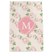 Roze Rozen Patroon Monogrammen Medium Cadeauzakje (Voorkant)
