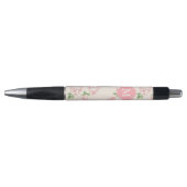 Roze  Rozen Patroon Monogrammen Pen (Voorkant)