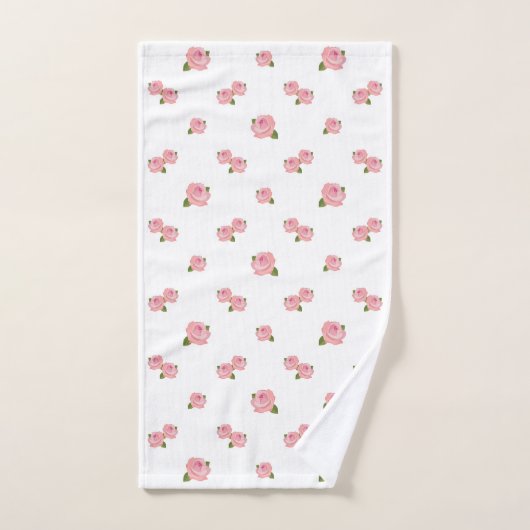 Roze rozen patroon op wit handdoeken (Handdoek)
