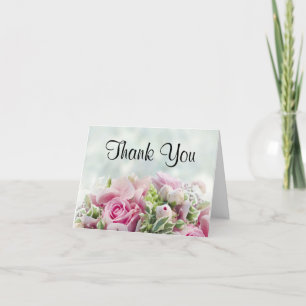 Roze Rozen & Peony Buds Elegant Eenvoudig Bedankkaart