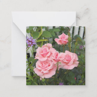 Roze rozen platte notitiekaarten notitiekaartje