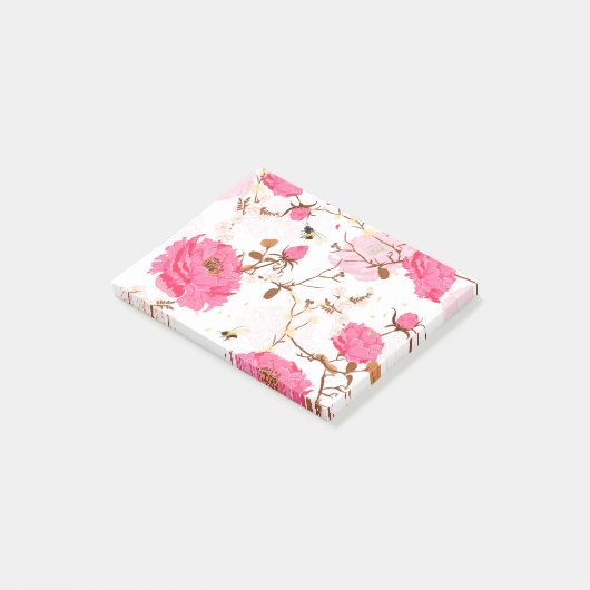 Roze rozen post-it® notes (Schuin)