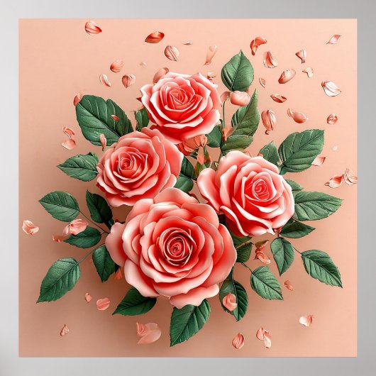 Roze rozen poster (Voorkant)