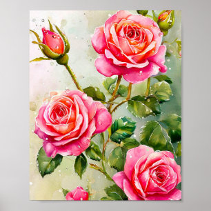 Roze rozen poster