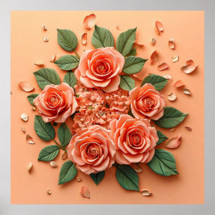 Roze rozen poster