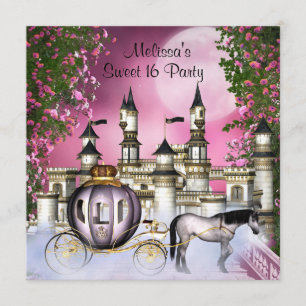 Roze Rozen Prinses Sweet 16 Verjaardagsfeest Kaart