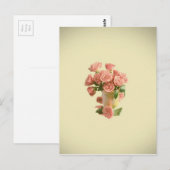  roze rozen. Retro Flowers Briefkaart (Voorkant / Achterkant)