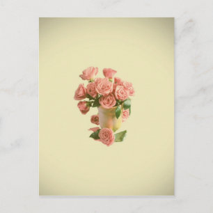roze rozen. Retro Flowers Briefkaart
