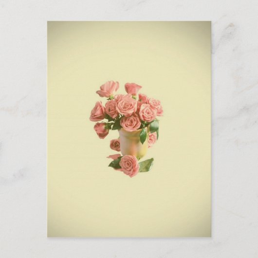  roze rozen. Retro Flowers Briefkaart (Voorkant)
