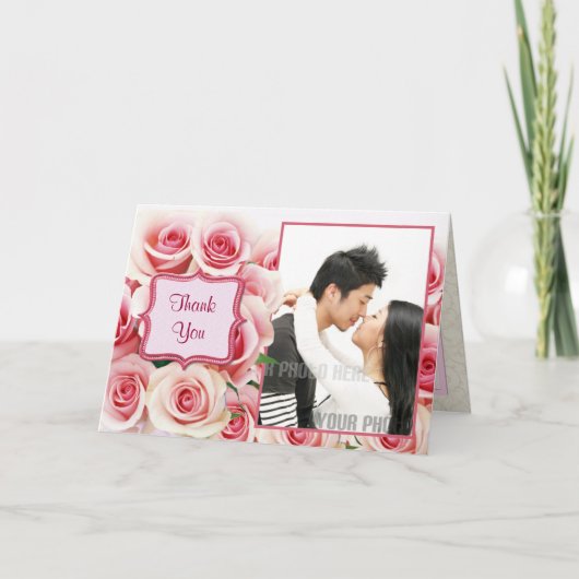 Roze Rozen Romance - Dank je Bedankkaart (Voorkant)