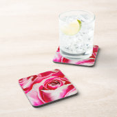 Roze rozen romantische aquarel kunst bier onderzetter (Rechterzijde)