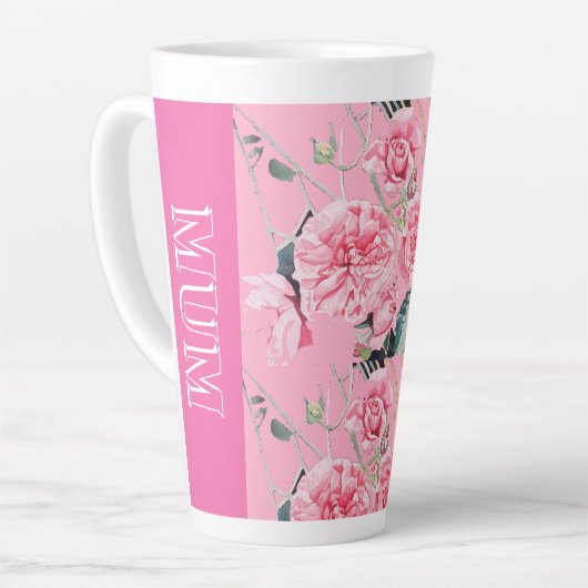 Roze Rozen Roos Waterverf Mum Mok (Linkerhoek)