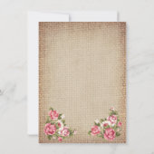  roze rozen roustic Burlap Wedding Invites Kaart (Achterkant)