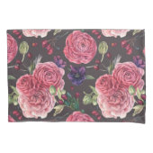 Roze rozen roze antic op grijs patroon kussensloop (Voorkant)