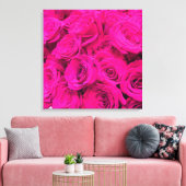Roze rozen roze bloemen roze bloemig canvas afdruk (Insitu (Woonkamer))