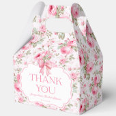 Roze rozen roze lint bruidsfeest bedankt bedankdoosjes (Voorkant)