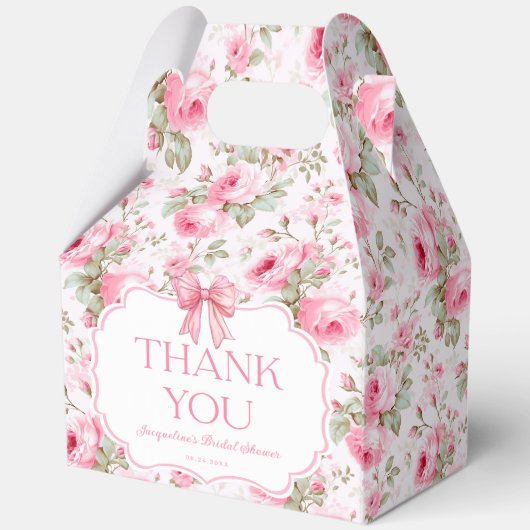 Roze rozen roze strik bruidsdouche bedankt bedankdoosjes (Achterkant)