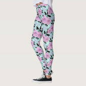 roze rozen, rozen, achtergrond turkooizen leggings (Links)