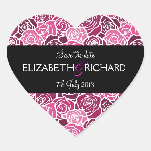  roze rozen 'Save the Date' Sticker (Voorkant)