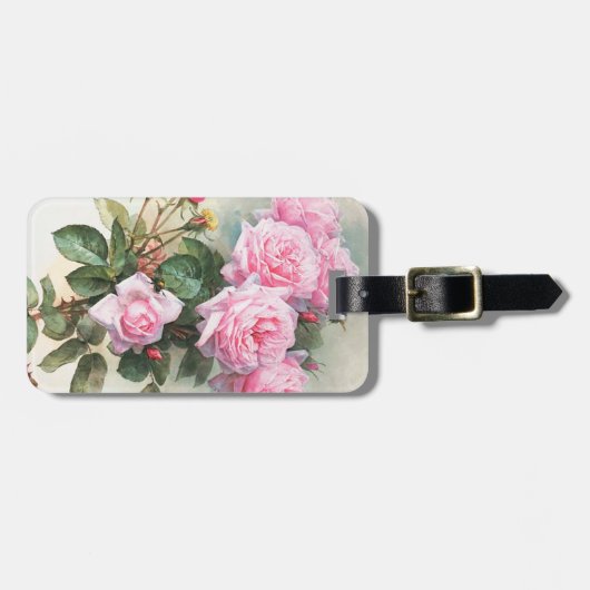 roze rozen schilderen bagagelabel (Voorkant horizontaal)