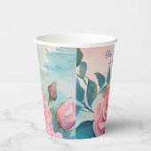 Roze Rozen Schilderij Bruidsdouche CUSTOM Papieren Bekers (Rechts)