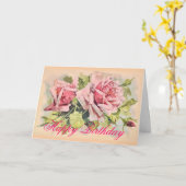  Roze Rozen Schilderij Verjaardag Kaart (Gele Bloem)