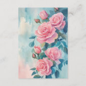 Roze Rozen Schildering Bruidsdouche Aangepaste QR- Informatiekaartje (Achterkant)