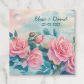 Roze Rozen Schildering Bruidsfeest Aangepast Bedankjes Labels (Voorkant)