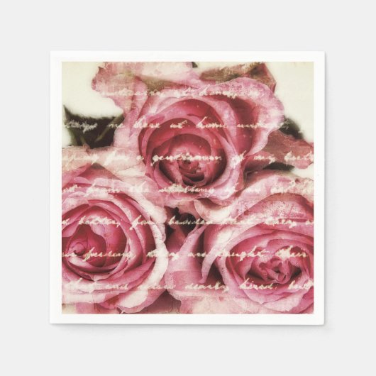 roze rozen servet (Voorkant)