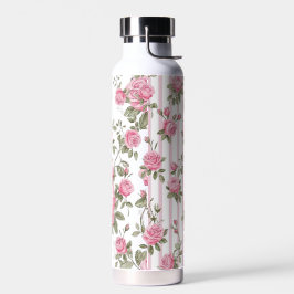 Roze Rozen Shabby Chic Strepen Patroon Cas Waterfles