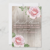 Roze Rozen Shabby Chic Wit Rustiek Vrijgezellenfee Kaart (Voorkant)