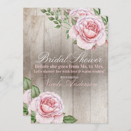 Roze Rozen Shabby Chic Wit Rustiek Vrijgezellenfee Kaart (Voorkant / Achterkant)