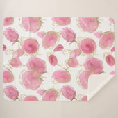 Roze rozen sherpa deken (Voorkant (horizontaal))
